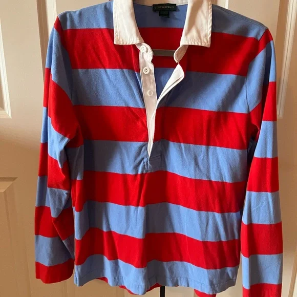J.Crew coral and blue Striped Shirt - Picture 1 of 3